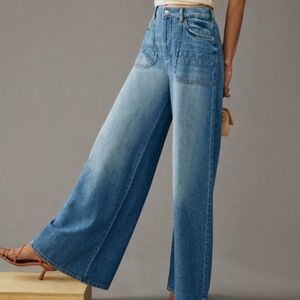 Pilcro Womens blue the Jane wide leg pants/ jeans XL